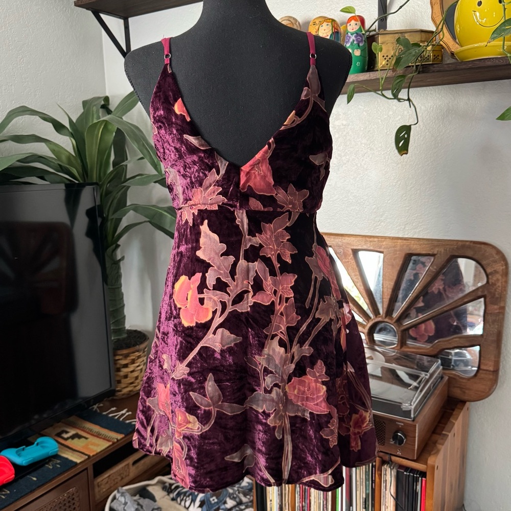 Lulus Catharine Plum Purple Floral Print Burnout Velvet Mini Dress - Picture 10 of 13